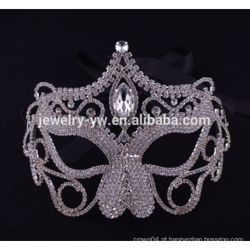 Fashion metal prateado cristal masqueradeanonymous máscara para as mulheres